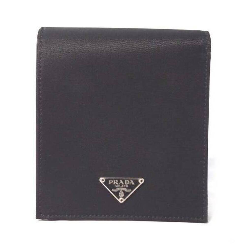 Prada Bi fold Wallet Black Compact Tessuto